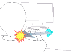 ハンディファンを机に置いた状況