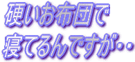 硬いお布団で寝てるんですが・・