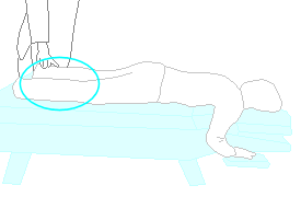 足の触診でむくみ